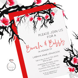 Invitación Rama de flores japonesas de brunch y burbuja