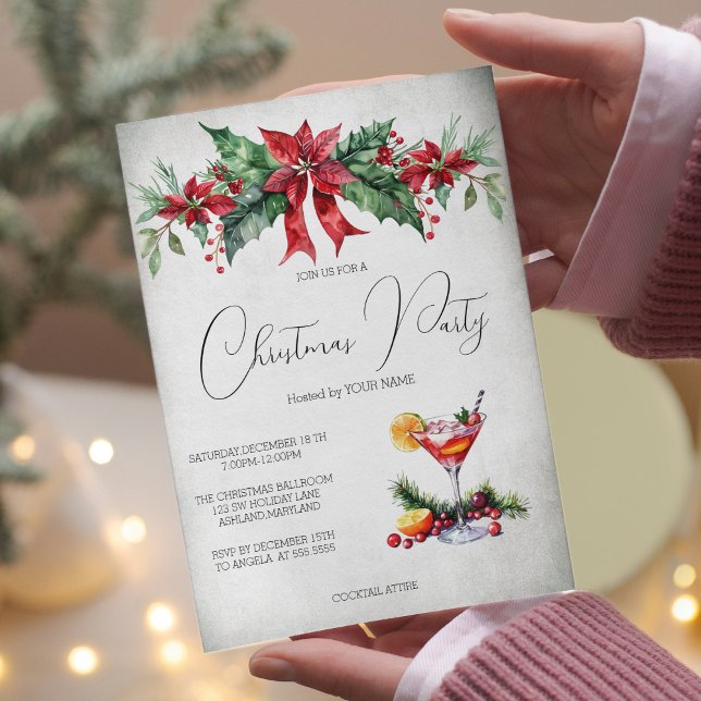 Invitación Rama De Flores Rojas Fruta Bebe Navidades Fiesta I (Subido por el creador)