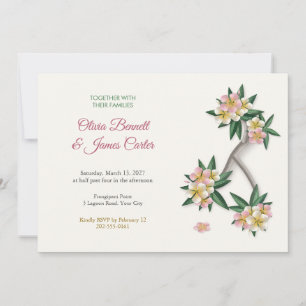 Invitación Rama de frangipani Plumeria pintada para boda