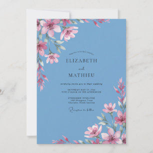 Invitación Rama de Fucsia Azur Matrimonio Eucalipto