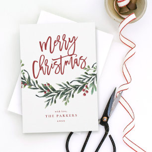 Invitación Rama de guión navidad feliz no foto vacaciones