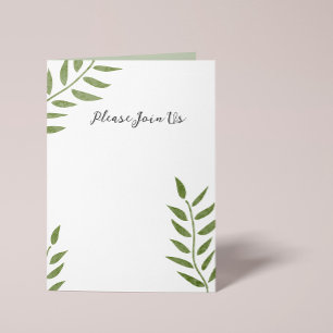 Invitación Rama de hoja artística verde dibujada a mano