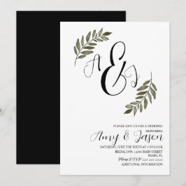 Invitación Rama de hoja de acuarela Verde jardín boda