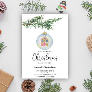 Invitación Rama de invierno con ducha de bebé de juguete