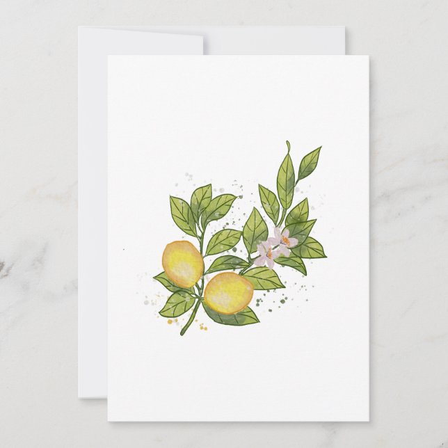 Invitación Rama de limón acuarela con flores - Botánico (Anverso)