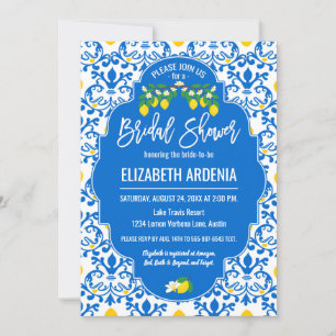 Invitación Rama de limón Rama azul amarillo Ducha de novia