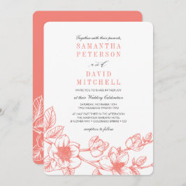 Invitación Rama de Magnolia floral | Coral | BODA