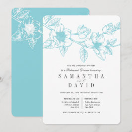Invitación Rama de Magnolia Floral Rama de ensayo azul pálido