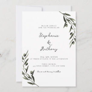 Invitación Rama de oliva botánica deja Boda italiano
