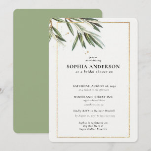 Invitación Rama de oliva moderna ducha de novias