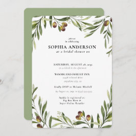 Invitación Rama de oliva moderna ducha de novias