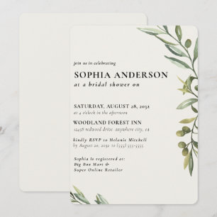 Invitación Rama de oliva moderna ducha de novias