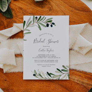 Invitación Rama de oliva moderna ducha de novias