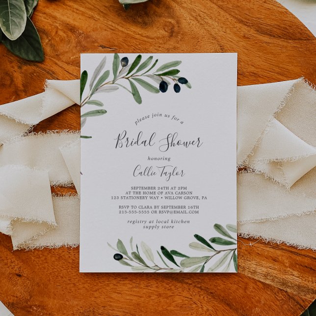 Invitación Rama de oliva moderna ducha de novias (Subido por el creador)