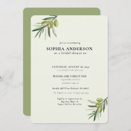 Invitación Rama de oliva moderna ducha de novias