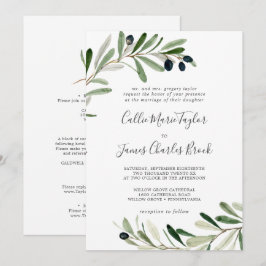 Invitación Rama De Oliva Moderna Todo En Un Boda