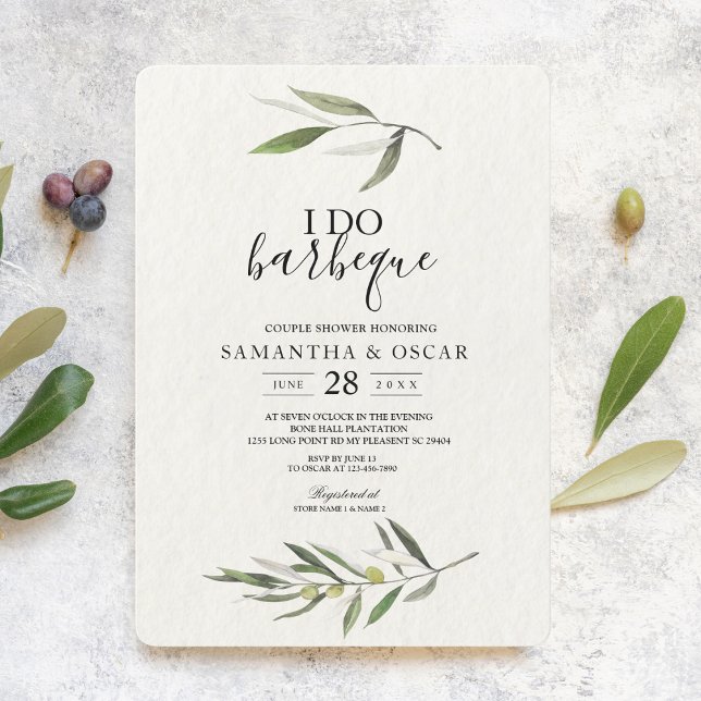 Invitación Rama de oliva verde acuarela moderna (Subido por el creador)