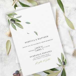 Invitación Rama de olivo botánica elegante monograma boda