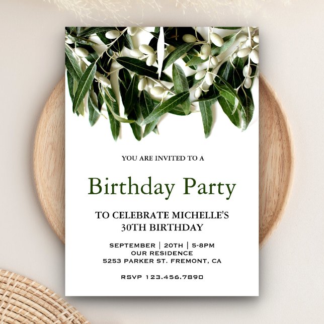 Invitación Rama de olivo Cumpleaños botánico (Subido por el creador)