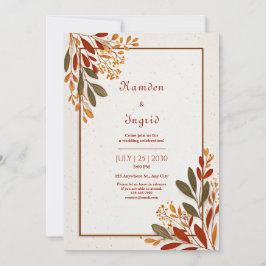 Invitación Rama de Olivo de Terracota Bordillo Rústico Otoñal