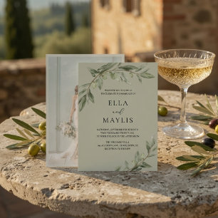 Invitación Rama de Olivo Personalizada Foto Verde
