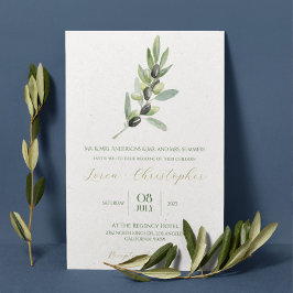 Invitación Rama de olivo y caligrafía moderna