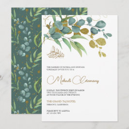 Invitación Rama de oro de eucalipto rústico Mehndi islámico