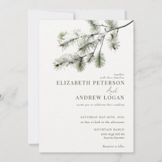 Invitación Rama de Pino | Boda de los bosques de invierno