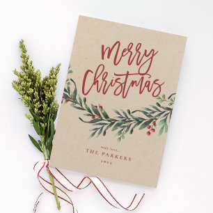 Invitación Rama de script feliz navidad no festivo en foto