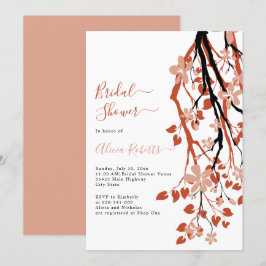 Invitación Rama de terracota con flores ducha de novia