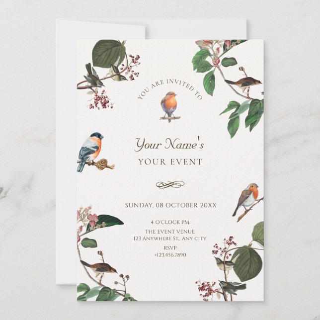 Invitación Rama deja pájaro (Anverso)