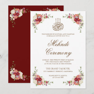 Invitación Rama Floral Bouquet Frontera Islámica Mehndi