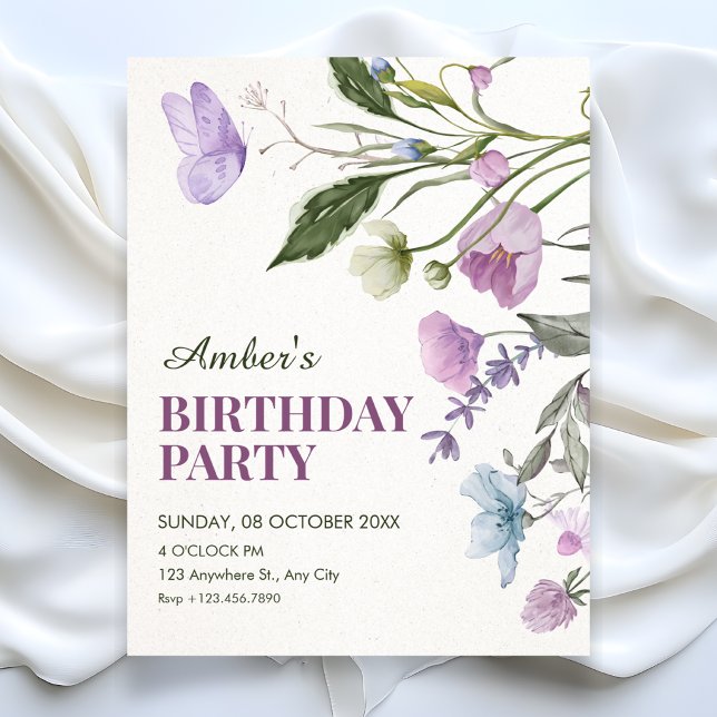Invitación Rama floral de cumpleaños (Subido por el creador)
