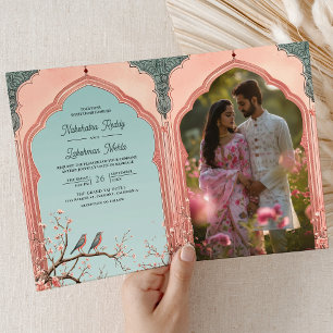 Invitación Rama Floral Romántica Bodas Indias Foto