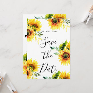Invitación Rama floral vibrante de girasoles amarillos de pri