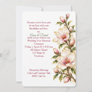 Invitación Rama florecida de magnolia para boda
