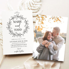 Invitación Rama Minimalista mínima y Boda de la corona de hoj