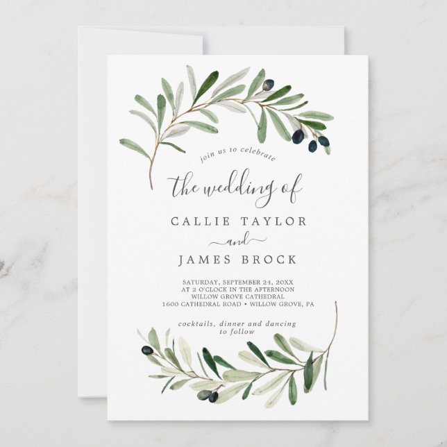 Invitación Rama Oleícola Moderna El Boda De (Anverso)