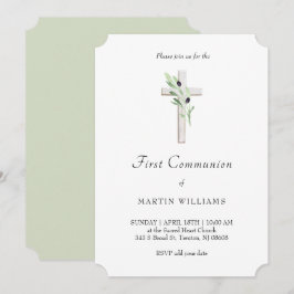 Invitación Rama oliva Santa Cruz Católica Primera Comunión