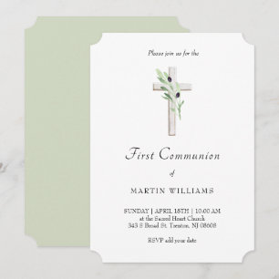 Invitación Rama oliva Santa Cruz Católica Primera Comunión