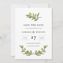 Invitación Rama Olive moderna Guardar la fecha