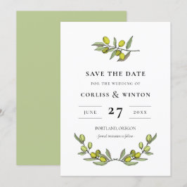Invitación Rama Olive moderna Guardar la fecha