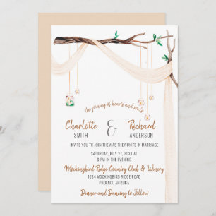 Invitación Rama romántica con luces de drape y Jar Mason