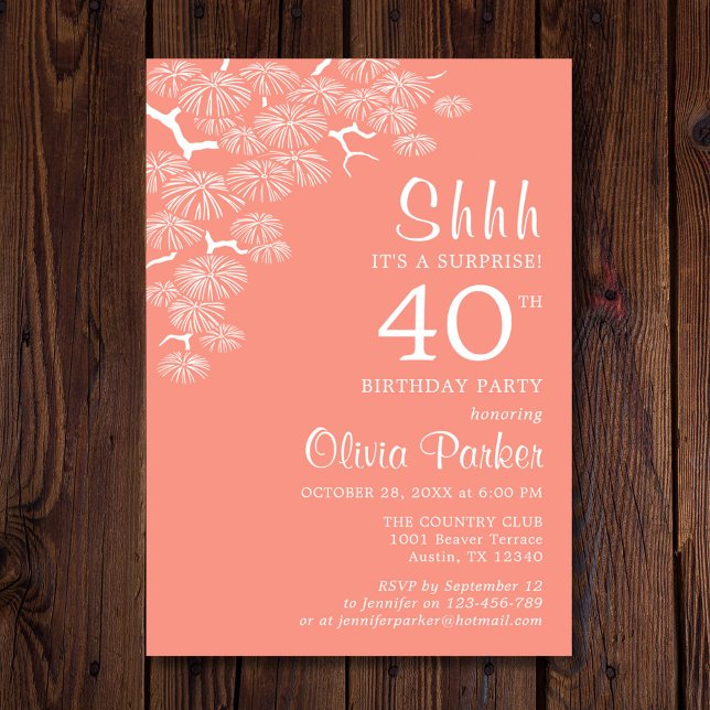 Invitación Rama rosa rosa de rosa de rosa sorpresa 40 cumplea (Subido por el creador)