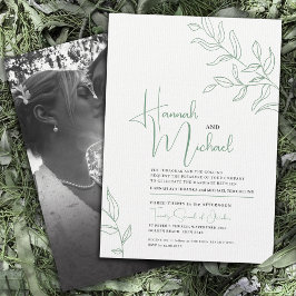 Invitación Rama verde del boda del esbozo de hojas