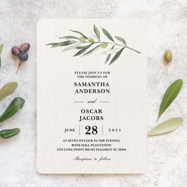 Invitación Rama verde oliva de agua simple (Subido por el creador)