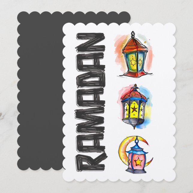 Invitación Ramadan Lanterns Fawanees ف・ن・・・・・ض・ن (Anverso / Reverso)
