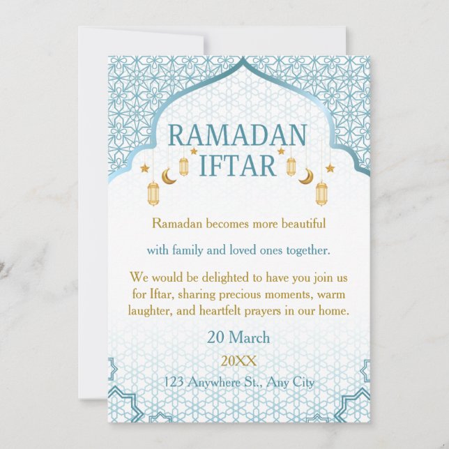 Invitación Ramadan Mubarak Invitations – Elegant Family Iftar (Anverso)