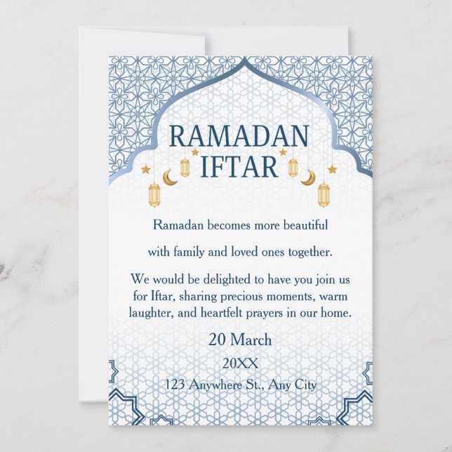 Invitación Ramadan Mubarak Invitations – Elegant Family Iftar (Anverso)