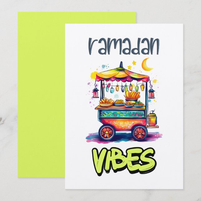 Invitación Ramadan Vibes | Carros de comida callejera árabes  (Anverso / Reverso)